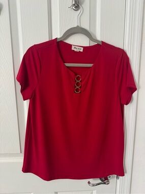 Blue Mood Red Ring-Front Sleeveless Tunic
